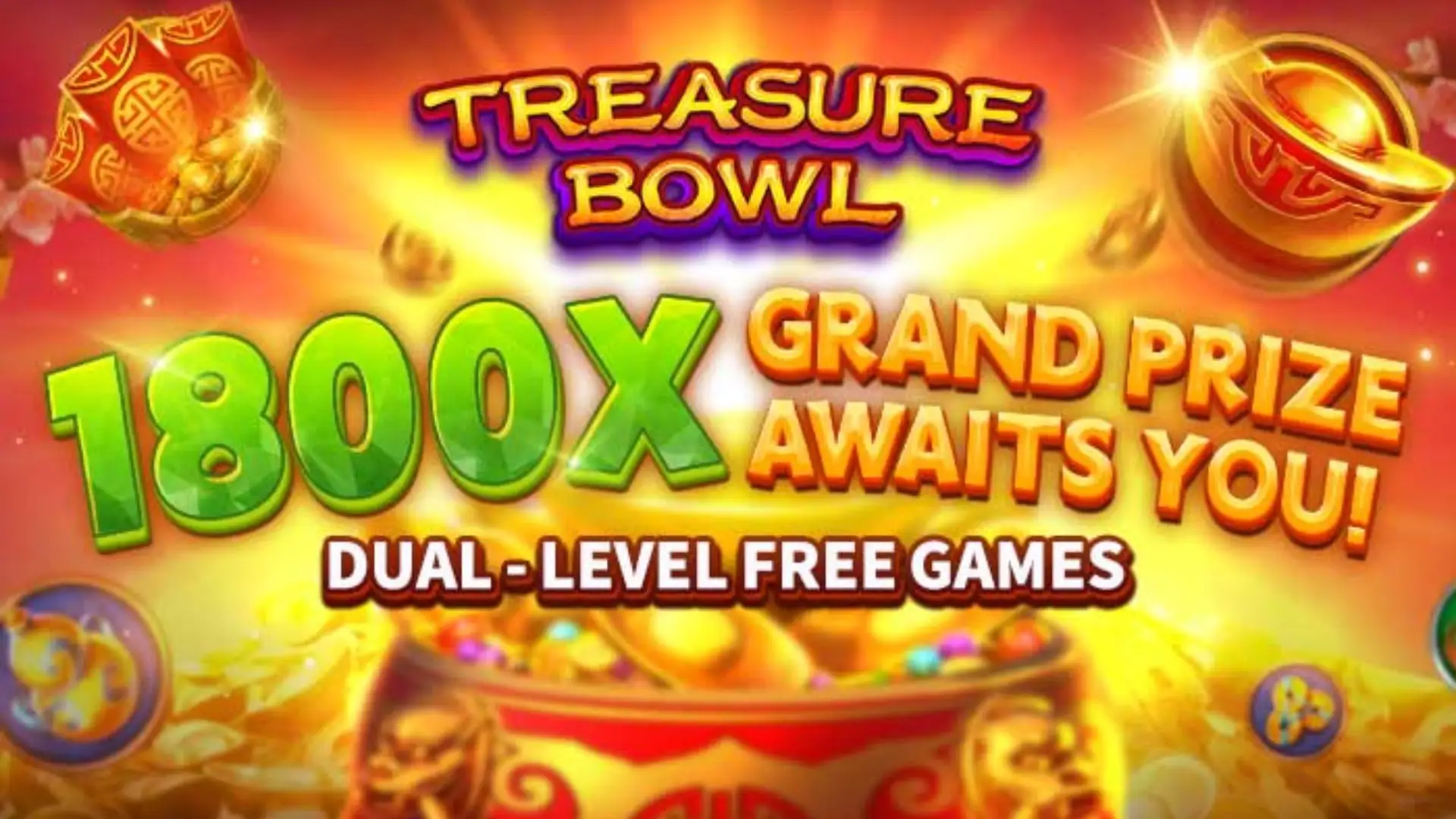 Multiplicadores Treasure Bowl 57pg - 7777x Máximo com Tigela Dourada